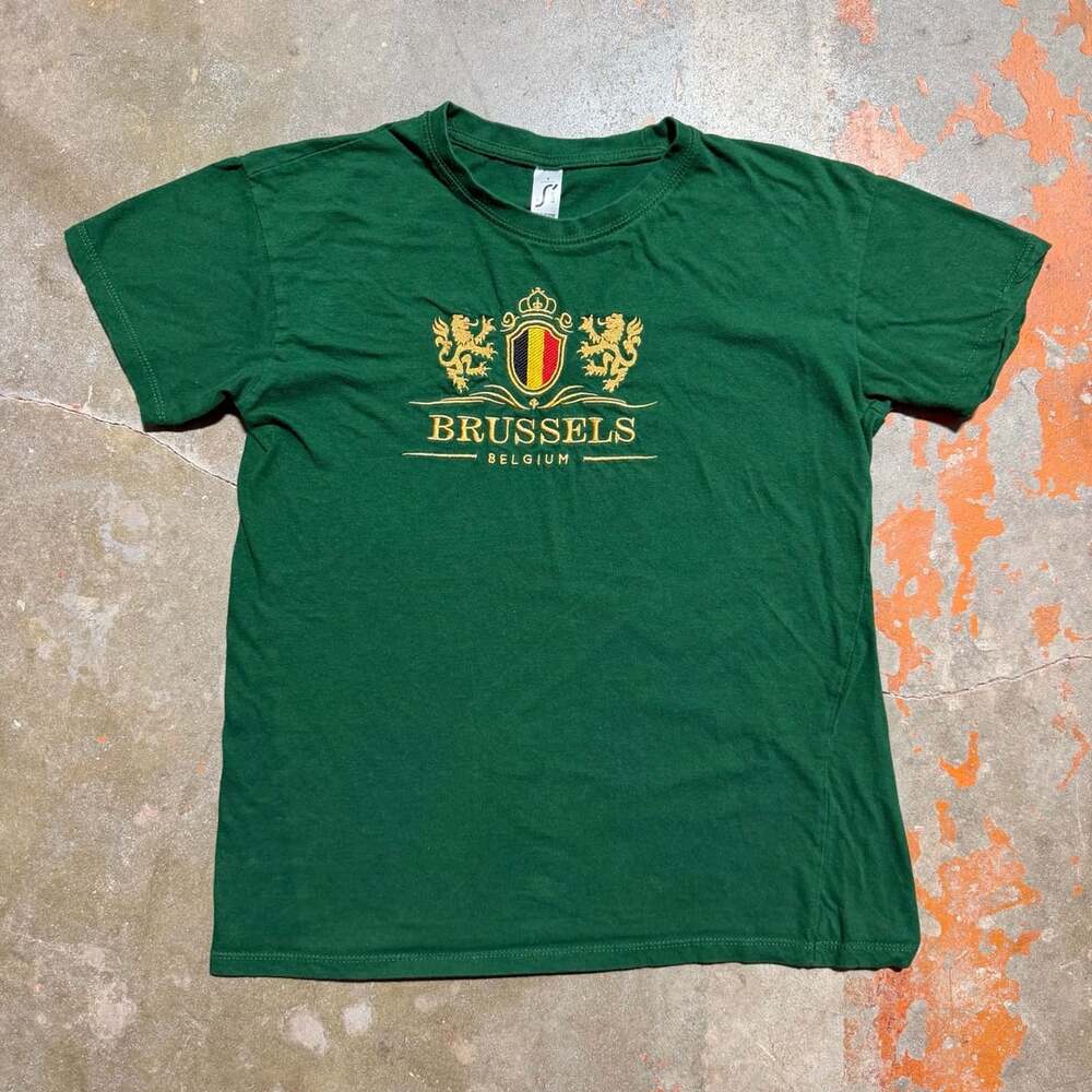 Sol's Brussels Belgium T-Shirt Size S Green Embroidered Graphic Tee